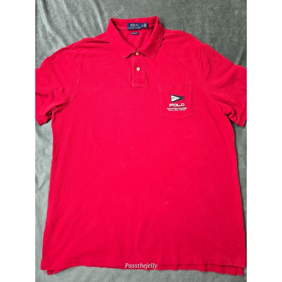 Polo Ralph Lauren Shirt Mens Extra Large P-15 Offshore Sailing Team Pocketed Red - Picture 1 of 12